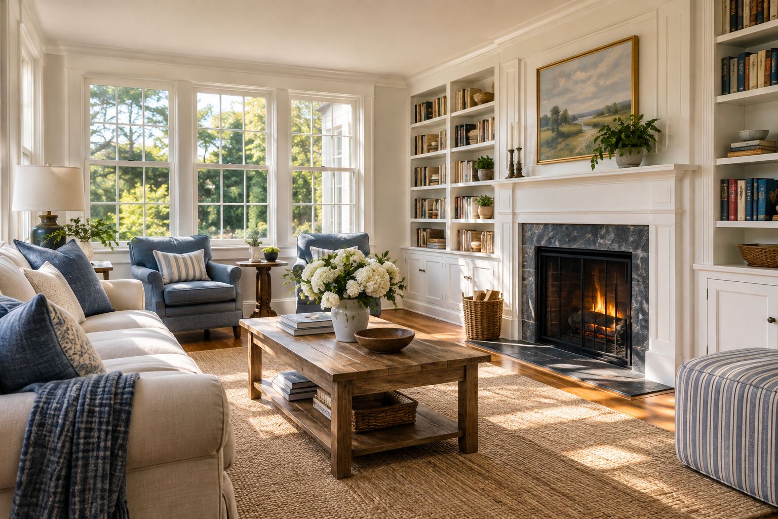 A cozy Lenox living room, illustrative